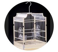 Jaula sólida para pájaros con barra de soporte, 2 cuencos, 2 bandejas, construcción de hierro de 16.9 pulgadas, jaula para pájaros para loros, cacatúas, cacatúas, periquitos y pinzones (blanco)
