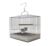 Jaula sólida para pájaros, de acero inoxidable, portátil, para loros, perlas, para tortolitos, pinzas, jaula para pájaros (26.9 cm de largo x 20.1 cm de ancho x 24.1 cm de alto)