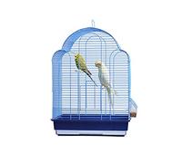 Jaula sólida para pájaros de moda, piel de tigre, peonía, loro, hierro forjado, con taza de alimentación para pájaros pequeños, pinzones, pájaros de amor para pinzones y loros (azul)