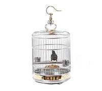 Jaula sólida para pájaros, edición de lujo, de acero inoxidable puro, jaula de pájaros para hermano mayor, zorzal, grande, loro, estornino, jaula redonda para pájaros, pinzones (36 cm)