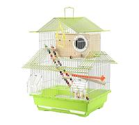 Jaula sólida para pájaros, loros, jaula grande para pájaros pequeños, techo de metal, jaula ornamental para pinzones (rojo, grande)