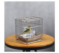 Jaula sólida para pájaros Myna Thrush Budgerigar de acero inoxidable, jaula cuadrada pequeña de baño de acero inoxidable, accesorios para tortolitos, pinzones, jaula para pájaros (11 pulgadas de largo