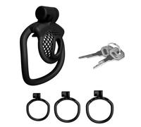 Jaula Transpirable de Nido de Abeja Positivo y Negativo para Hombres, Mini Dispositivo invertido Plano para Hombres con 3 Anillos de Diferentes tamaños (Negro, Positivo)