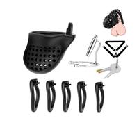 Jaula transpirable de resina ABS negra para hombre con varilla metálica para máquinas de gimnasio. Accesorio invisible (40/45/50/55/60 mm) - eshlZ77 (A-Negro+correa auxiliar)