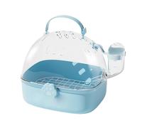 Jaula transportadora para hámster, transparente/azul, transportador portátil de animales pequeños, con botella de agua incluida, ventilación transpirable, puerta de bloqueo segura, 15,2 x 10,1 x 10,2