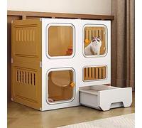 Jaula versátil para animales pequeños con escalera, poste rascador y cama, perfecta para gatitos, cachorros y mascotas pequeñas, amplia zona de ejercicio