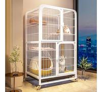 Jaula versátil para animales pequeños, valla de alambre duradera para mascotas con ruedas, escaleras de cama y bandejas para chinchillas, hurones, gatitos, ideal para uso en interiores y exteriores