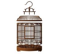 Jaula Vintage Redonda para Pájaros Gancho y Asas de Plástico | Diseño Villa Elegante, Perchas y Comederos Incluidos, Uso Interior o Exterior, para Aves Pequeñas