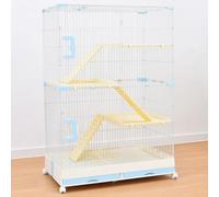 Jaulas de alambre de metal desmontables para gatos, recinto interior de 4 niveles con bandeja de doble cajón y tragaluz, ideal para 1-2 gatitos