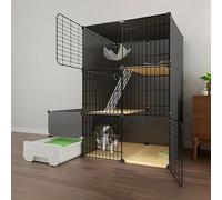 Jaulas de Gato DIY DIY CACTURSE Cat Pet PETPEN Peto Peto PERDE PERSITA DE Cat DESCATABLE con Caja DE Parte DE CAPÍA ES FÁCIL DE ENSARROCHE, Lugar Ejercicio Ideal para 1-3 Cat (tamaño: 111 * 49 *