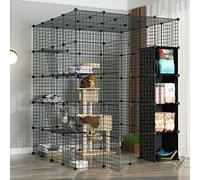 Jaulas de Gato jaulas de Gato en Interiores Grandes, jaulas de Mascotas para Gatos, Jaula de cuadrícula de Alambre de Metal de Bricolaje, Carcasa metálica Neta de la Cerca del Patio del Patio con la