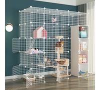 Jaulas de Gato jaulas de Gato en Interiores Grandes, jaulas de Mascotas para Gatos, Jaula de cuadrícula de Alambre de Metal de Bricolaje, Carcasa metálica Neta de la Cerca del Patio del Patio con la