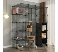 Jaulas de Gato jaulas de Gato en Interiores Grandes, jaulas de Mascotas para Gatos, Jaula de cuadrícula de Alambre de Metal de Bricolaje, Carcasa metálica Neta de la Cerca del Patio del Patio con la