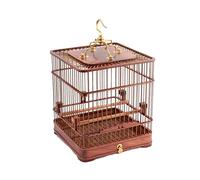 Jaulas de Madera Maciza para pájaros, Jaula Cuadrada Vintage para pájaros, portadores de pájaros Simples, Portador portátil para casa de pájaros, casa para pájaros al Aire Libre (marrón Rojo Mediano)
