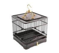 Jaulas de Madera Maciza para pájaros, Jaula Cuadrada Vintage para pájaros, portadores de pájaros Simples, Portador portátil para casa de pájaros, casa para pájaros al Aire Libre (Negro Mediano)