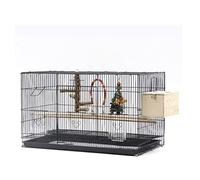 Jaulas de pájaros sólidas de 30 pulgadas, jaulas grandes para pájaros con soporte rodante, jaula portátil de hierro forjado, portadores cuadrados para pájaros para el hogar y jardín (juego D)