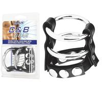 Jaulas de pene marca Blue Line C & B Gear Double Cockring Metal with Ring Testicles Leather