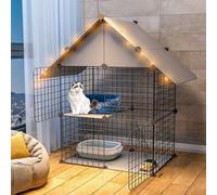 Jaulas for gatos Condominio for gatos de 2 niveles for interiores, parque for gatos, caja de metal plegable con caja de arena, jaula for gatos, hamaca, recinto for exteriores for gatos, for animales p