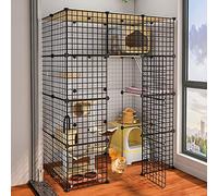 Jaulas for Gatos de Interior Grande, Jaula for, Parque for Mascotas, for Perros, Gato for, recinto Metal, Red for Ejercicios, Valla for Patio, pequeña con Puerta(111 * 75 * 145CM)