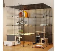 Jaulas Grandes Para Gatos, Corral Para Gatos, Recinto Grande De Alambre De Metal Desmontable Con Caja De Arena, Fácil De Limpiar Y Montar, Para Gatos, Chinchillas, Conejo,One Color-57.1x55.1x57.1