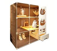 Jaulas Grandes para Gatos De Interior con Baño para Gatos, Recinto Grande para Gatos De Interior con Paneles De Valla para Gatos para Amigos Felinos Felices (White-Brown,106x46x106cm)