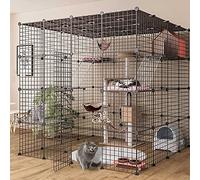 Jaulas Grandes para Gatos En Interiores - Jaula para Gatos, Perrera, Recintos para Gatos, Jaula para Hurones, Parque Infantil para Gatos, Valla para Gatos, Jaula para Gatos con Caja De Arena, Lugar