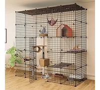 Jaulas Grandes para Gatos En Interiores - Jaula para Gatos, Perrera, Recintos para Gatos, Jaula para Hurones, Parque Infantil para Gatos, Valla para Gatos, Jaula para Gatos con Caja De Arena, Lugar