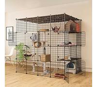 Jaulas Grandes para Gatos En Interiores - Jaula para Gatos, Perrera, Recintos para Gatos, Jaula para Hurones, Parque Infantil para Gatos, Valla para Gatos, Jaula para Gatos con Caja De Arena, Lugar
