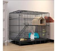Jaulas Para Conejera Interior De 2 Capas, Conejera Plegable De Metal Con Bandeja Extraíble, Casa Portátil Para Animales Pequeños Para Cobayas, Hurones, Chinchillas Y Más ( Color : Black , Size : 85*60