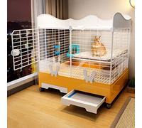 Jaulas para Conejos de Interior, Parque pequeño para Mascotas con Puerta y 2 bandejas correderas para cobayas, Cachorros de Conejo, Hurones, Ratas, Chinchillas, casa de Animales pequeños (Naranja C2)