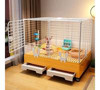 Jaulas para Conejos de Interior, Parque pequeño para Mascotas con Puerta y 2 bandejas correderas para cobayas, Cachorros de Conejo, Hurones, Ratas, Chinchillas, casa de Animales pequeños (Naranja C1)