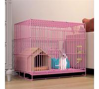Jaulas para Conejos Interior, Casa para Conejos De Metal Plegable con Bandeja Extraíble Resistente Y Duradero Jaula Portátil para Mascotas para Cobayas, Hurones, Gatos Y Perros (Color : Pink, Size :