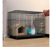 Jaulas para Conejos Interior, Casa para Conejos De Metal Plegable con Bandeja Extraíble Resistente Y Duradero Jaula Portátil para Mascotas para Cobayas, Hurones, Gatos Y Perros (Color : Black, Size