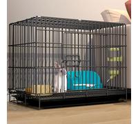 Jaulas para Conejos Interior, Casa para Conejos De Metal Plegable con Bandeja Extraíble Resistente Y Duradero Jaula Portátil para Mascotas para Cobayas, Hurones, Gatos Y Perros (Color : Black, Size