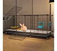 Jaulas para Conejos Interior con Bandeja y Alfombrillas, Negro/Blanco Jaula Conejo Grande Jaulas para Animales Pequeños para Conejito, Gato y Chinchilla (Size : E:111x39x48cm)