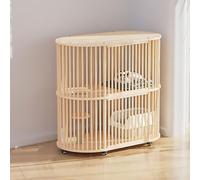 Jaulas para Gatos, Casa para Gatos de Interior, Villa para Gatos, Parque para Mascotas, con Rueda Universal, Fácil de Montar(112x56x108cm)