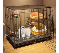 Jaulas para Gatos con Bandeja De Arena, Ruedas Giratorias De 360 °, Almohadillas De Rejilla para Los Pies, Hamaca, Parque para Mascotas, para Perros/Conejillos De Indias/Hurones/E-Negro/83 *