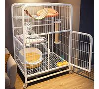 Jaulas para Gatos con Bandeja de Arena y Ruedas Giratorias de 360 °, Almohadillas de Rejilla para los Pies, Hamaca, Parque para Mascotas para Perros/Conejillos de Indias/Hurones/Chinchillas/