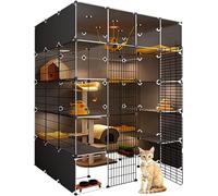 Jaulas para gatos de interior - Casa para gatos con plataforma pesada de doble capa con diseño transparente, fácil de montar, espaciosa caja de arena para gatos
