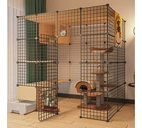 Jaulas para Gatos de Interior, casetas para Gatos para Gatos de Interior, Perrera de Parque Infantil de Metal para Gatos con Caja de Arena, jaulas para Gatos para Gatitos, Cachorros, conejit