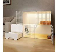 Jaulas para gatos de interior con caja de arena, corralito para mascotas de varios niveles con fuerte capacidad de carga y accesorios para una vida segura y cómoda del gato