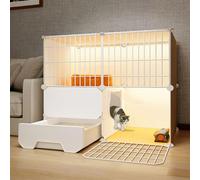 Jaulas para gatos de interior con caja de arena, corralito para mascotas de varios niveles con fuerte capacidad de carga y accesorios para una vida segura y cómoda del gato