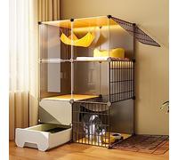 Jaulas para gatos de interior con caja de arena, jaula para gatitos fácil de limpiar y recinto para gatos al aire libre para 1-4 gatos, ideal para uso en interiores y exteriores