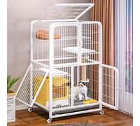 Jaulas para Gatos de Interior de 4 Niveles, con Bandeja de Arena, Jaula Grande para Mascotas Desmontable, Ruedas giratorias de 360°, Almohadillas para pies de Rejilla, Hamaca/Blanco/B