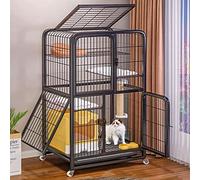 Jaulas para Gatos de Interior de 4 Niveles, con Bandeja de Arena, Jaula Grande para Mascotas Desmontable, Ruedas giratorias de 360°, Almohadillas para pies de Rejilla, Hamaca/Negro/C