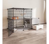 Jaulas Para Gatos De Interior Grandes Con Caja De Arena, Jaula De Alambre Para Gatos, Jaula Plegable Para Gatos, Jaula Portátil Para Conejillos De Indias, Con Almohadill,Black-b-111*49*73cm-1