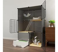 Jaulas para Gatos de Interior Grandes con Caja de Arena, Parque de Juegos para Gatos Negro, recintos para Gatos en Interiores, Parque para Mascotas, con Pala de Arena para Gatos + Escalera +