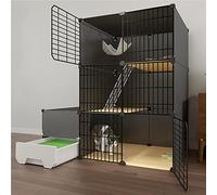 Jaulas para Gatos de Interior Grandes con Caja de Arena, Parque para Gatos DIY Negro, recintos para Gatos en Interiores, Parque para Mascotas, con Pala para Arena para Gatos + Escalera + nid