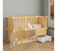 Jaulas para gatos en Interiores con Caja de Arena, Parque Infantil para gatos DIY para Villa para gatos en Interiores, la Vida en Zonas es más cómoda, un Lugar Ideal para Que los gatos hagan ejercici