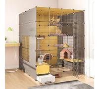 Jaulas para Gatos En Interiores, Jaula Grande para Gatos con Caja De Arena, Parque Infantil para Gatos, Recinto para Gatos, Jaula De Alambre Extraíble, Jaulas para Animales Pequeños, Lugar De Ejerci